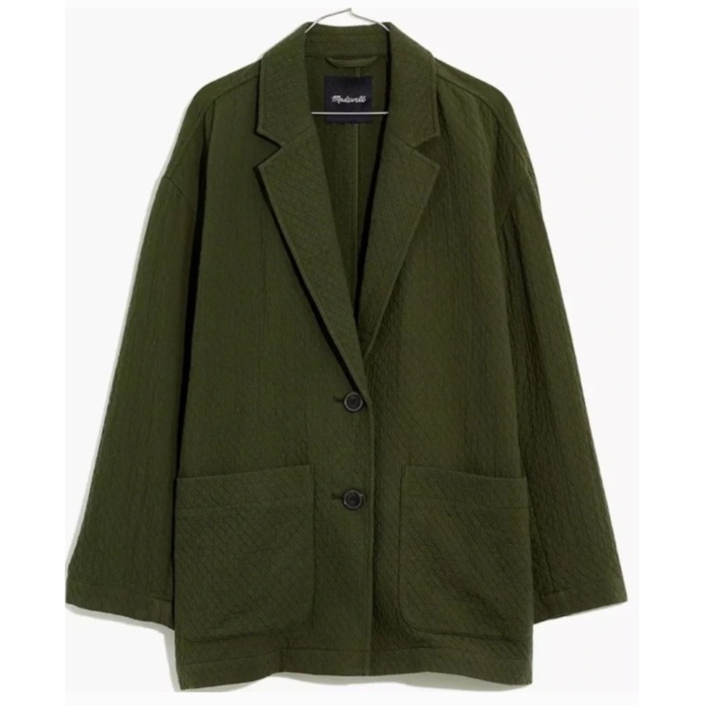 Madewell Olive Green Diamond Jacquard Shaw Blazer Jacket Cardigan Medium Lounge